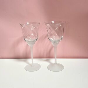Vintage 80s retro art deco frosted glass cocktail drinking glasses